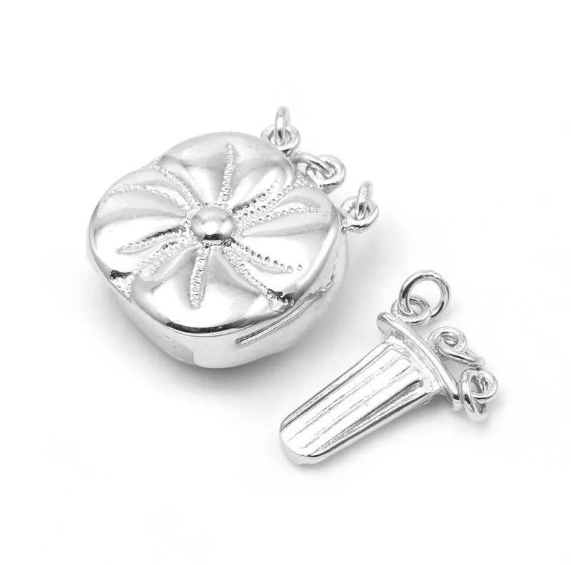 JOYMARK Lotus Flower Design 925 Sterling Silver 3 Strands Box Clasp Connector For DIY Pearl Necklace Jewelry Making SC-BC255