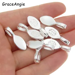 20pcs 25X9mm Oval Glue-on Flat Pad Bails Pad Tiles Pendant Bails Cabochon Setting Necklace Pendant Jewelry FindingsColor