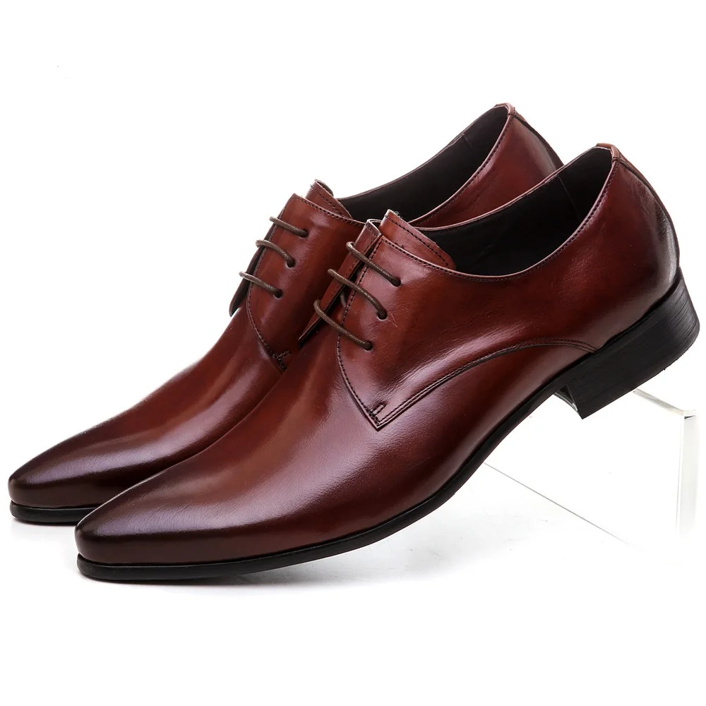 

Large Size EUR45 Black / Tan Social Shoes Mens Dress Shoes Genuine Leather Business Shoes Formal Wedding Shoes