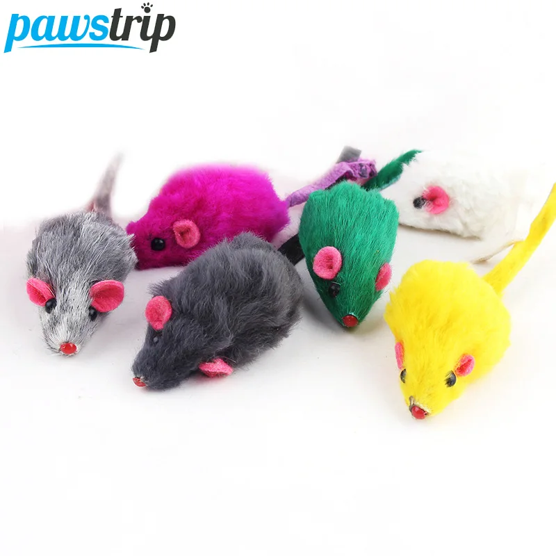 10 Pçs/lote Pele De Coelho Falso Rato Gato de Estimação Brinquedos Mini Engraçado Que Joga Brinquedos Para Gatos Gatinho