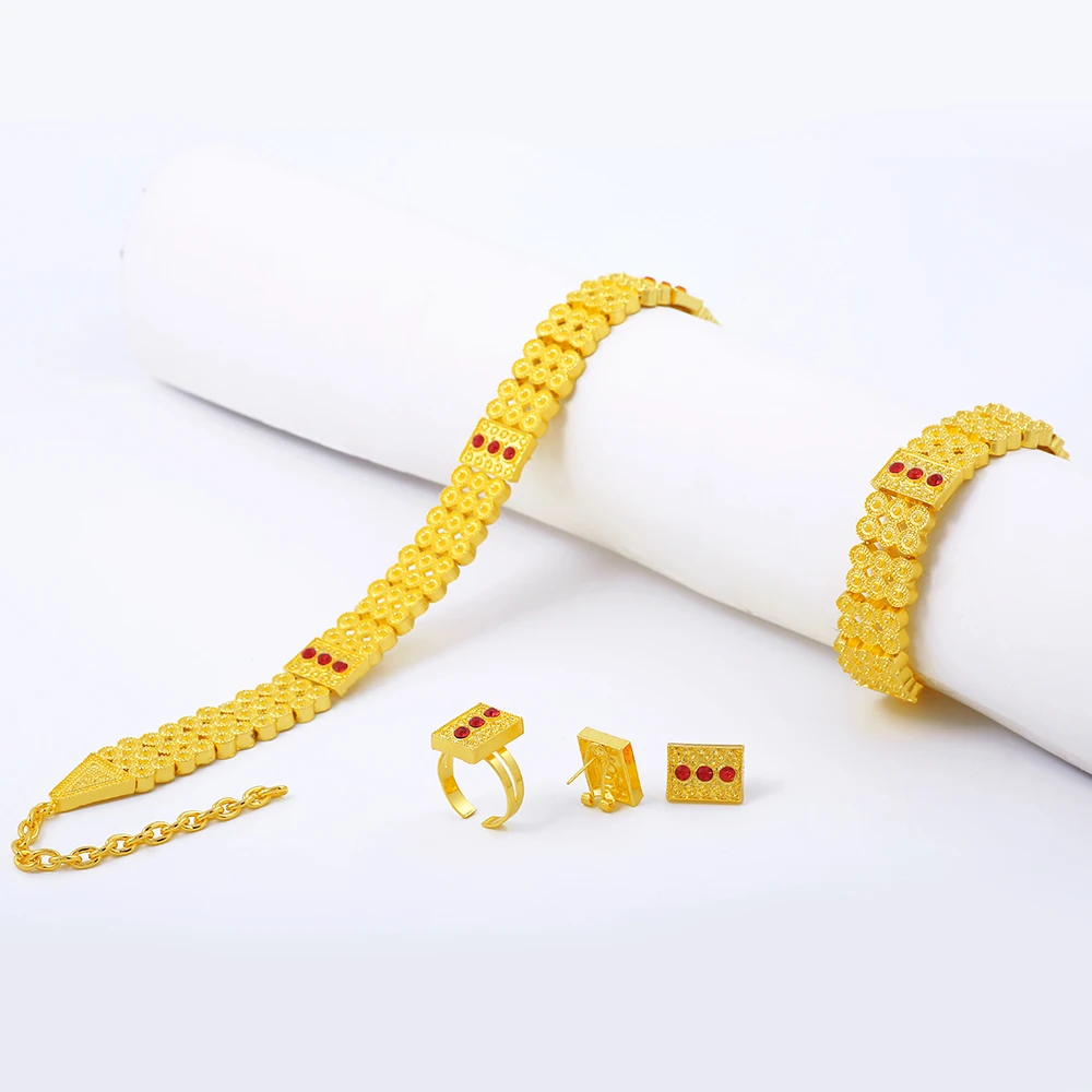 Ethlyn Choker Sets Ethiopian Eritrean Traditional Jewelry Accessories Gold Color Classic Bridal Wedding Sets S098