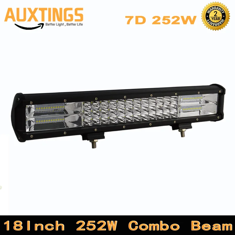 

7D 18inch 252w 3-Row LED Light Bar Offroad Combo Beam Led Work Light Bar 12v 24v Truck SUV ATV 4WD 4x4 Led Bar