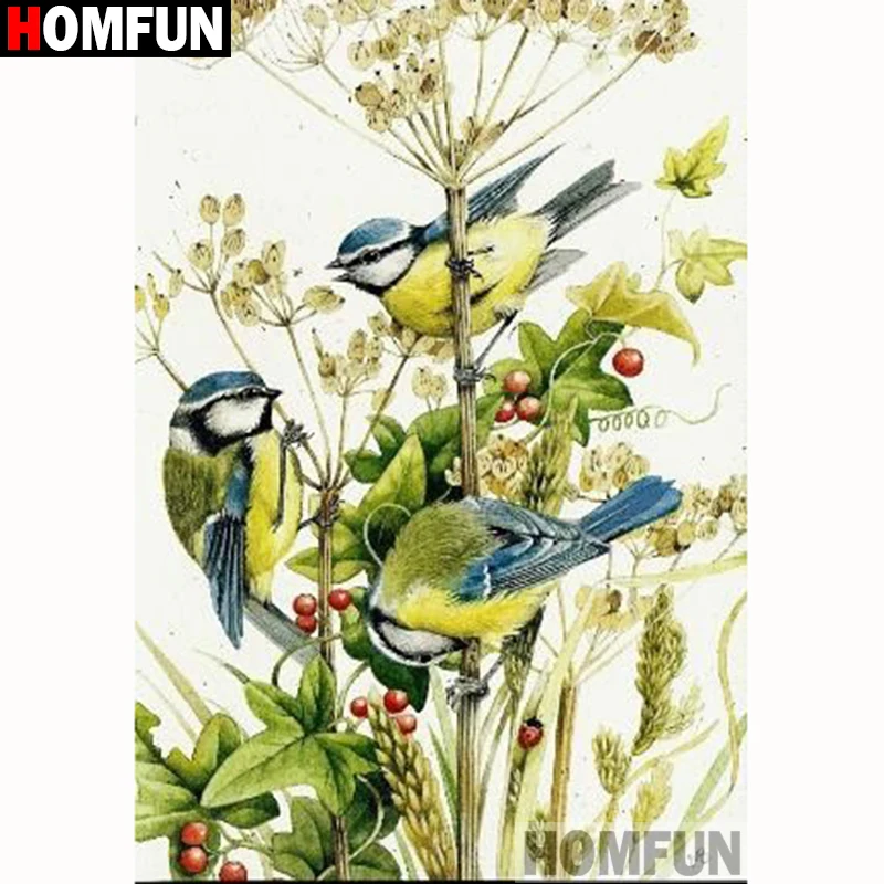 

HOMFUN Full Square/Round Drill 5D DIY Diamond Painting "Birds and flowers" Embroidery Cross Stitch 5D Home Decor Gift A18252