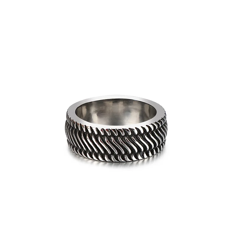 Innovative jewelry titanium steel wheel pattern ring Retro  locomotive 316 stainless steel wheel ring