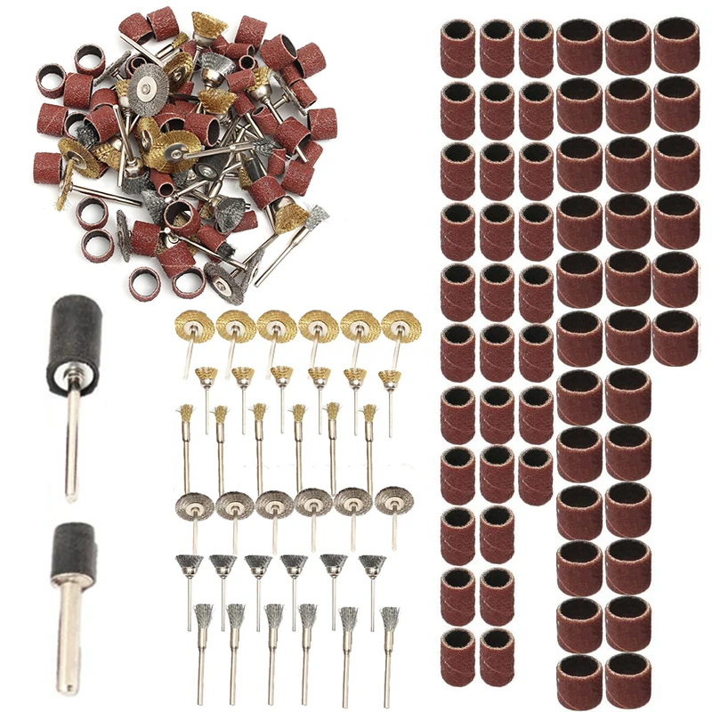 98pcs/set  Brass Steel Wire Brushes Polishing Wheels Sand Drum kit for Rotary Tool Accessories