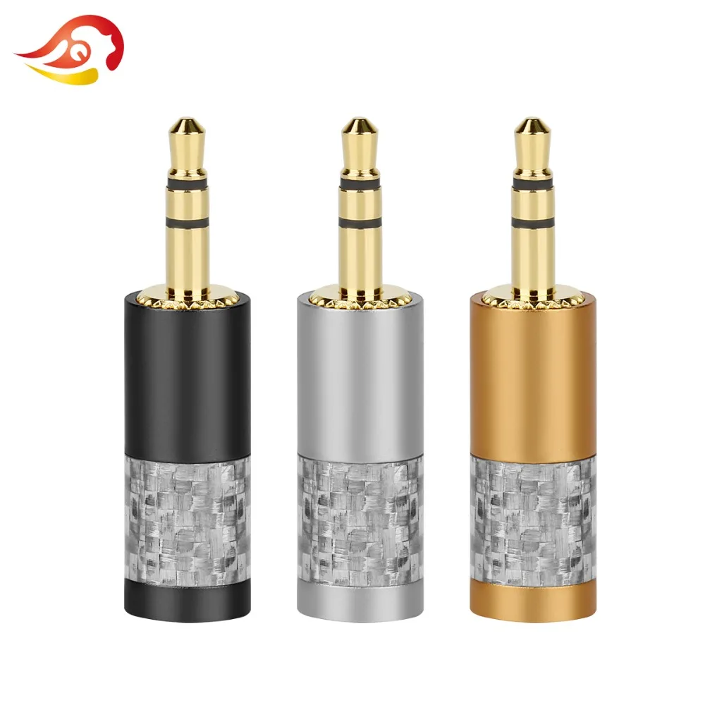 QYFANG 3.5mm Carbon Fiber 3/4 Poles Stereo Audio Jack Mini Earphone Plug Headphone Solder Wire Connector 90 Degree Bend Plugs