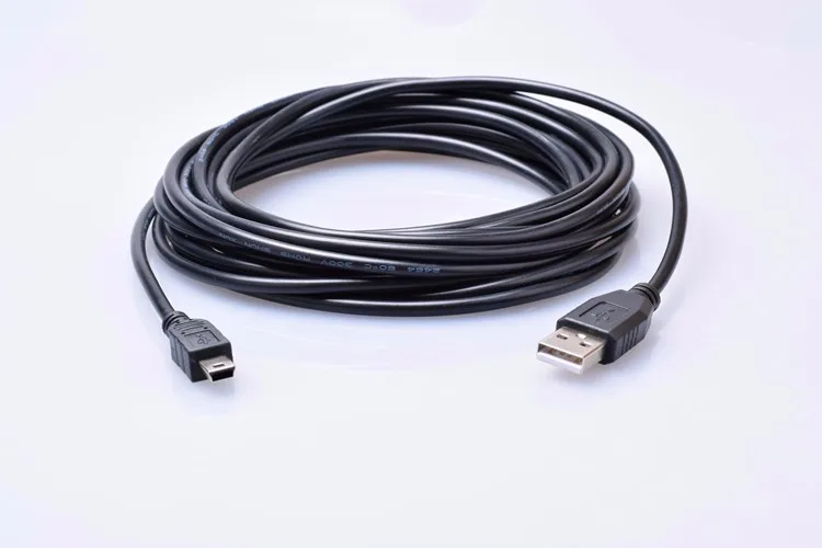Frete free s 5m USB 2.0 para Mini 5 pin M/M de Cabo de alimentacao de Um do sexo masculino Para 5 P Masculino B Para GPS MP3 MP4