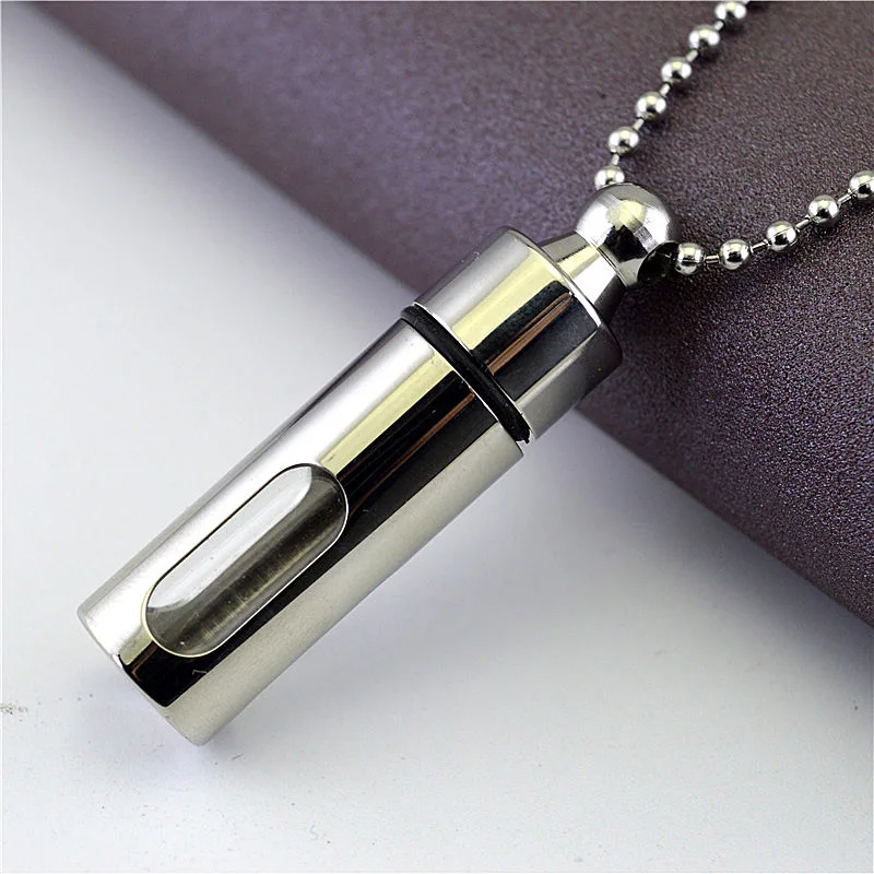 New Fashion Titanium Storage Bottle Perfume Bottles Necklace Glass Cylinder Tube Ashes Urn Lover Cremation Keepsake Jewelry