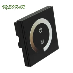 New Touch Panel Wall Mount Led Strip Dimmer 12V 24V Input 4A 2 Channel Output 5050 3528 Single Color Touchable Glass 86 Type