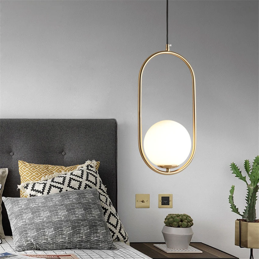 

Nordic Oval Runway Pendant Lights Bedroom Living Room Table Restaurant Hanging Lamps Post Modern Bar Bedside Glass E14 Fixtures