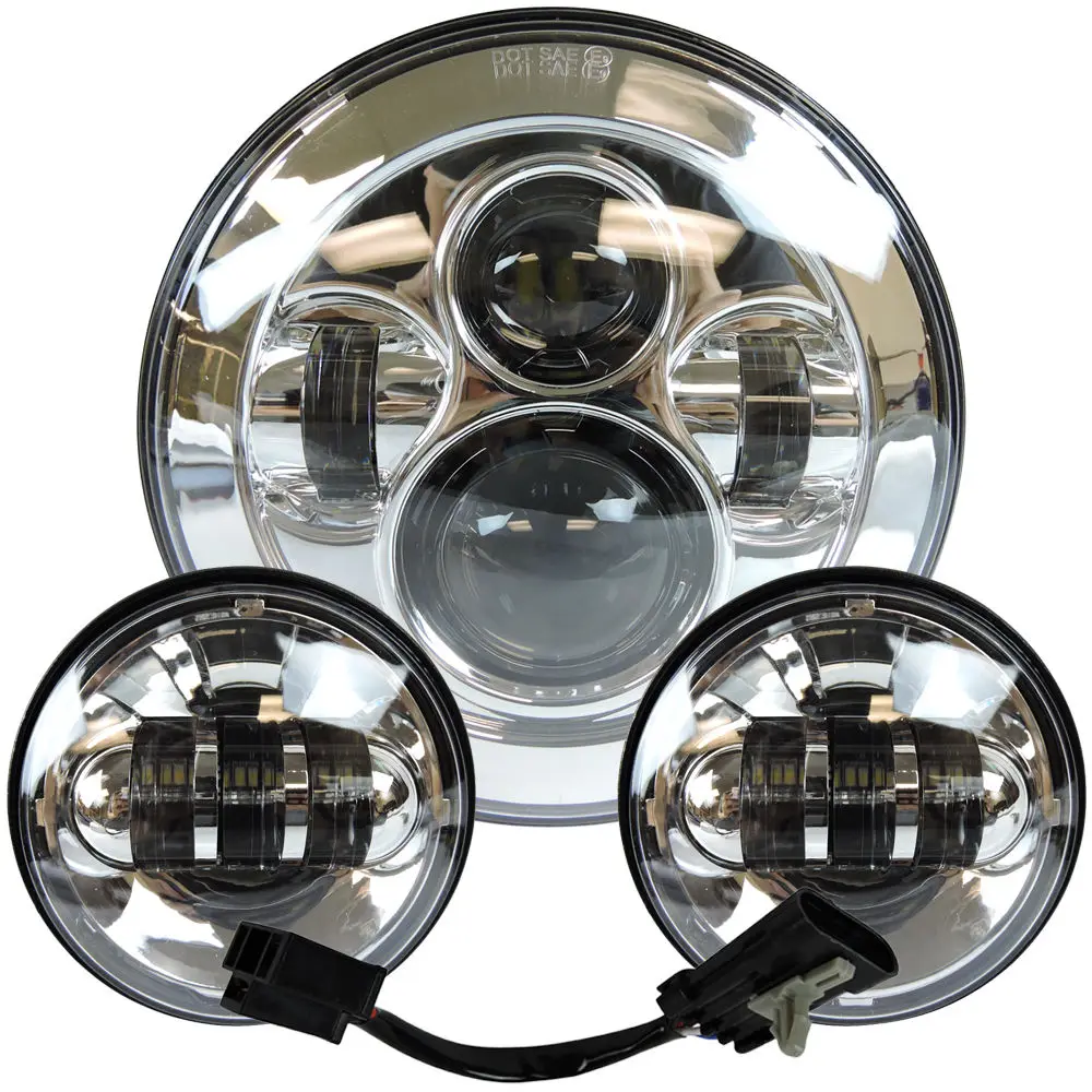 7 "Led Projector Koplamp 4.5" Mistdoorlaatlamp Voor Harley Touring Electra Glide Road King Softail Nachttrein Bad Boy Lamp