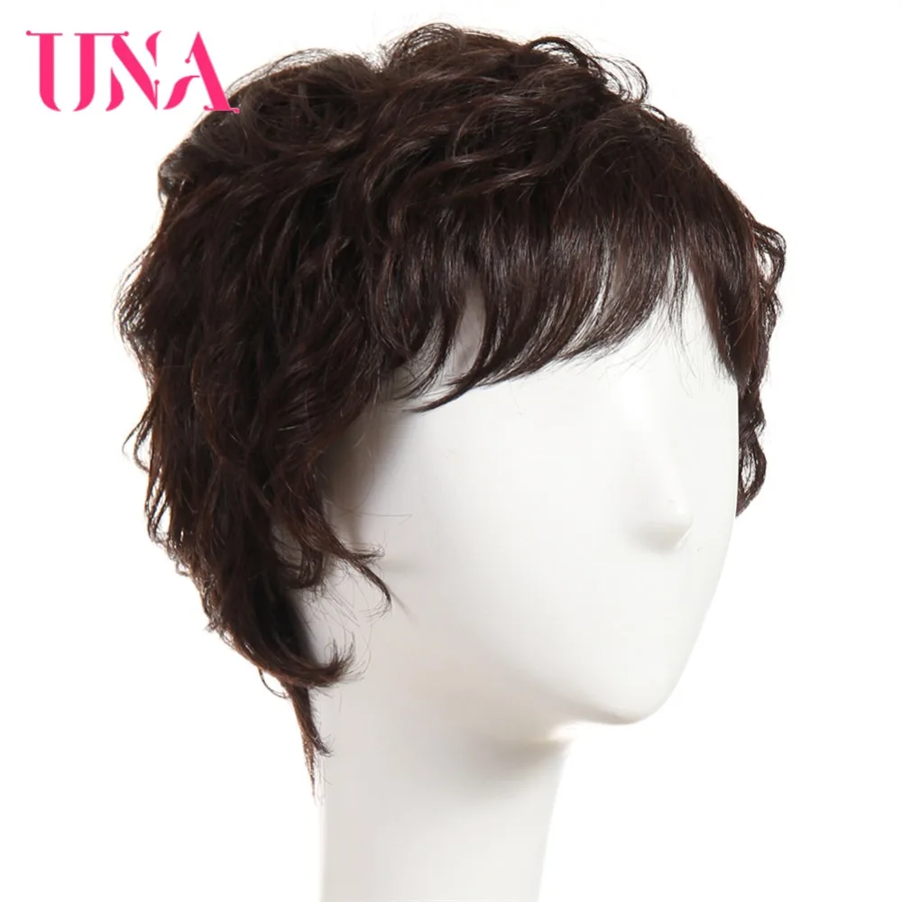 UNA Malaysia Human Hair Machine Wigs For Women Sparkle Curl Wig Non-Remy Human Hair 7A Middle Ratio 120% Density 70g 6\