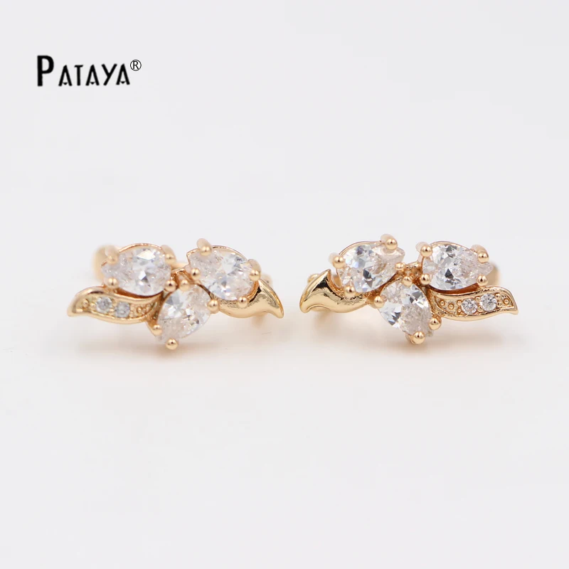 PATAYA Romantic Butterfly CZ Dangle Earrings 585 Rose Gold Color Natural Cubic Zirconia Jewelry Women Bohemian Drop Earring