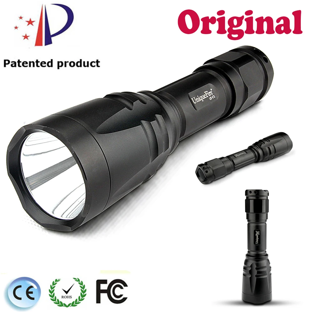 

Uniqurfire 1000LM UF-F3 XML Rechargeable Long Distance Lamp Torch 5 Modes Self-defensive Led Flashlight for 1*18650 Battery