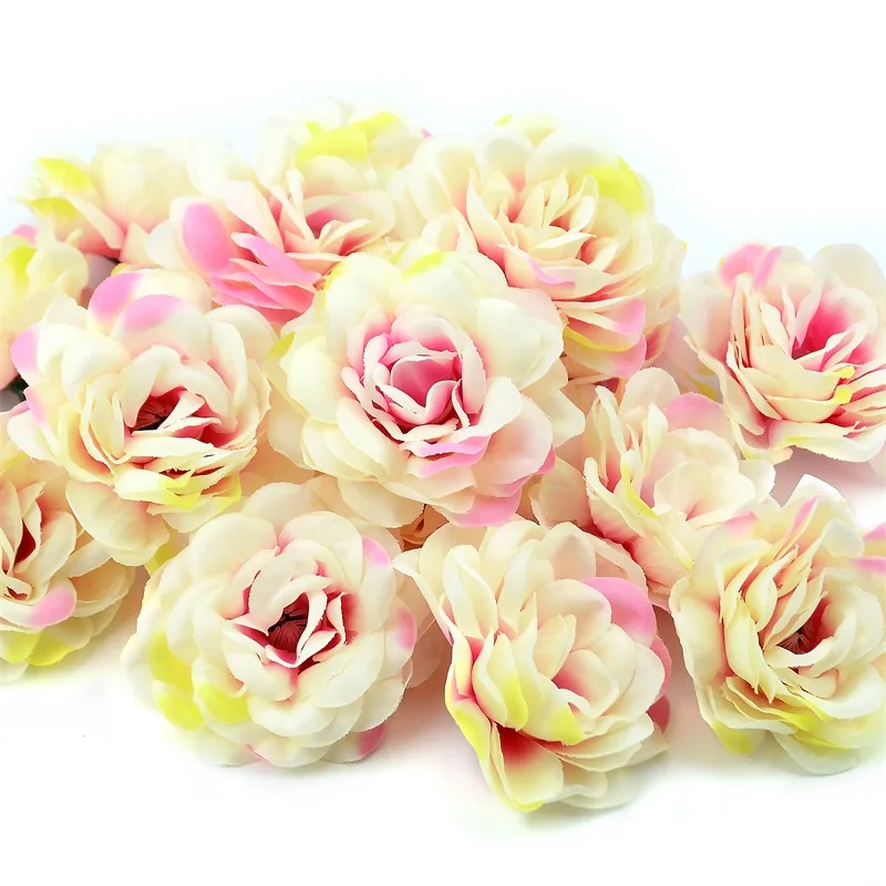 20Pcs 7cm Artificial Silk Rose Flowers Heads For Home Wedding Decoration DIY Wreath Craft Fake Flower Wall Accessories