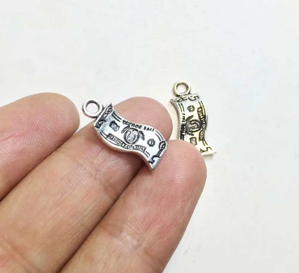 Eruifa-20 Uds. De 8x15mm de monedas diminutas, dijes de aleación de Zinc, collar al por mayor, pendiente, pulsera, joyería artesanal hecha a mano, 2 colores