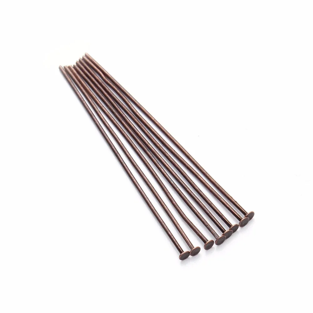100pcs/bag 40 50mm Flat Head Pins 0.7mm Rhodium/Copper/Bronze/Silver Plated Head Pins For Diy Jewelry Making Accessories
