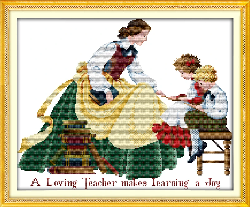 A loving teacher makes learning a joy cross stitch kit18ct 14ct 11ct print canvas stitches embroidery DIY handmade needlework