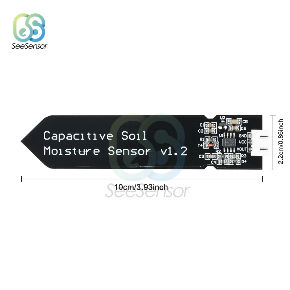 O módulo capacitivo do sensor da umidade do solo não é fácil corroer a relação resistente à corrosão da gravidade 3pin larga do fio 3.3 5.5v da tensão