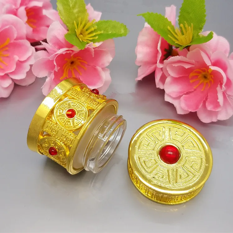 10ml Vintage Jar Cosmetic Container with Rhinestone Accents Silver/Gold/Bronze Color Alloy Frosted Jar Glass Packaging