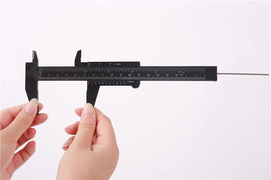 1 PC Silver,Black 150mm Scale Sliding Gauge Eyebrow Ruler Tattoo Mini Plastic Sliding Vernier Caliper Gauge Measure Tool Ruler