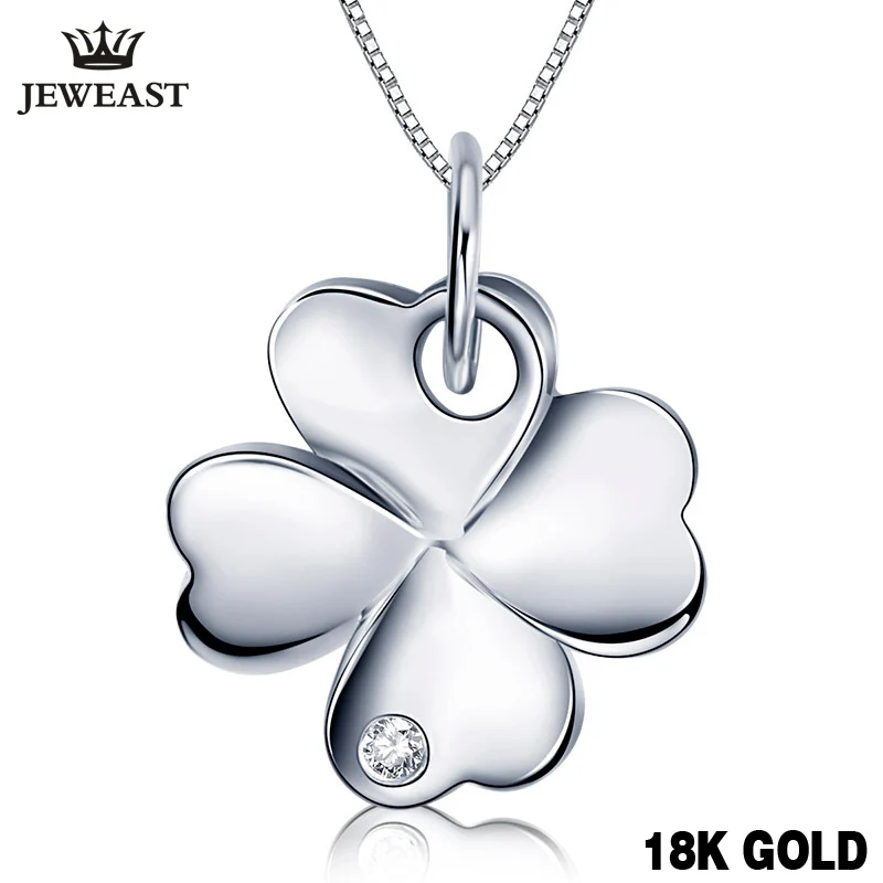 18K Diamond Pendant Clover Single real natural genuine pure solid women girl miss gift for trendy fine good 2023 new hot sale