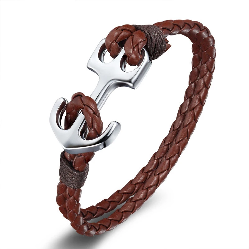 NIUYITID New Anchor Bracelets Men Charm PU Leather Braclet Friendship Bracelets for Women & Men Male Jewelry Gift