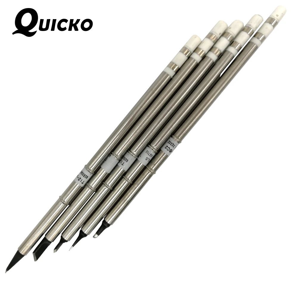 Quicko 5pcs qualidade de alta qualidade dicas de ferro de solda xa T12-J02 k ku ils bc2 solda cabeça de solda de ferro comumente usado reparação móvel