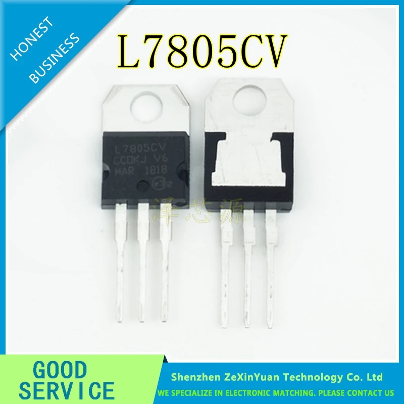 

100PCS/LOT NEW L7805CV TO-220 L7805 7805 POSITIVE VOLTAGE REGULATORS 5V