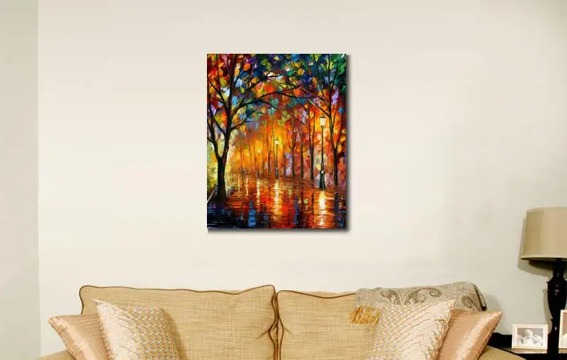 Contemporary Canvas Art Beautiful Landscape Handmade Textured Oil Painting Trees Artwork for Hallway Decor Desirable Moments