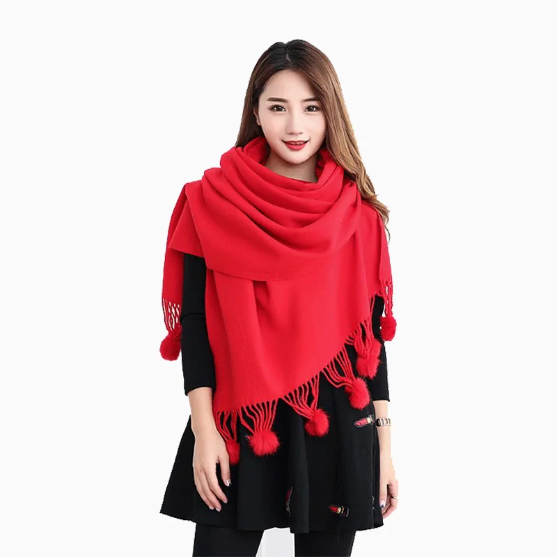 Winter luxury Brand Solid Cashmere Scarf Women Long Blanket Scarf Wrap Wool Scarves Women Pashmina Shawls and Scarves Winter