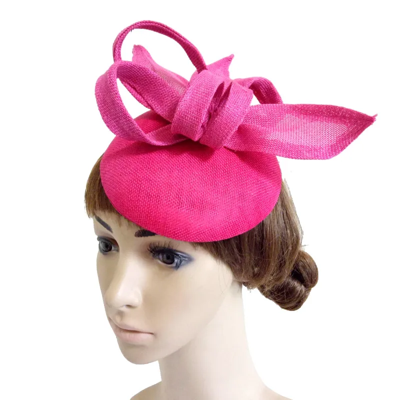 Women Hair Accessories Imitation Sinamay Fascinator Base Hat Millinery for Wedding Church Cocktail Headpiece Hair Clip 16 Colors