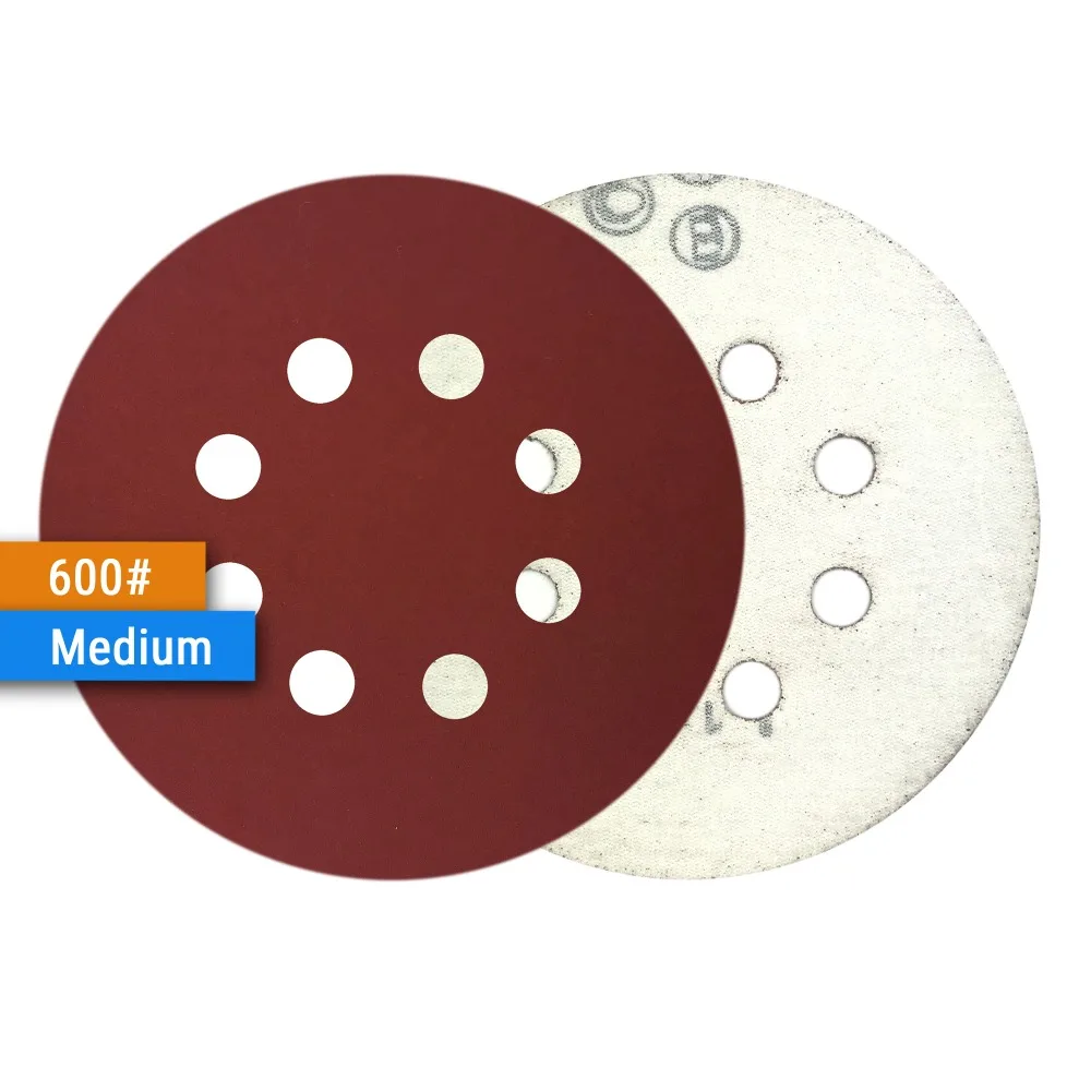 Discos de lixamento para dremel, discos de óxido de alumínio vermelhos com 8 furos de 125mm e gancho para trabalhar madeira, acessórios de polimento com 10 peças