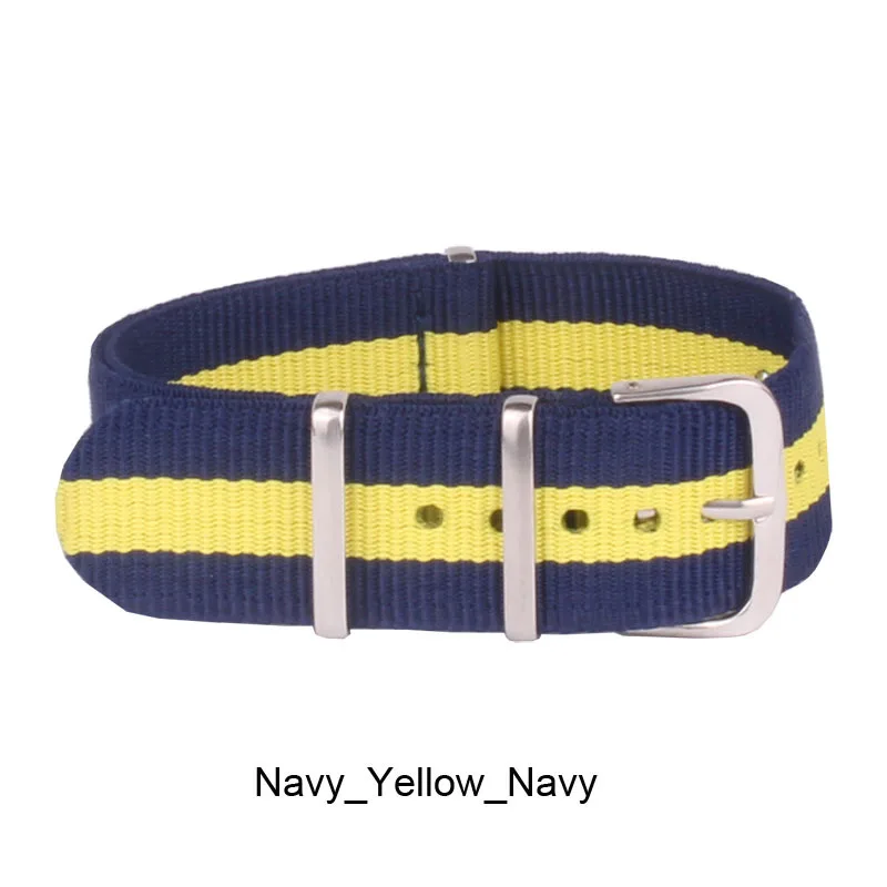 Fashion 20 mm Watchbands Men Women Army Navy yellow Fiber Woven Nylon Watch Straps Wristwatch Band Buckle 20mm watches belt