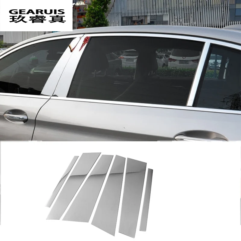 Car styling stainless steel Mirror trim Car Window BC Column sequins Stirps Cover Stickers For BMW 5 series 528li 530li g38 2018