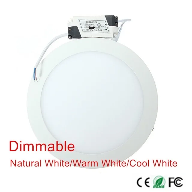 

20pcs Ultra Thin Led Panel Downlight 6w 9w 12w 15w 25w Round Ceiling Recessed Spot Light AC85-265V Painel lamp Indoor Lighting