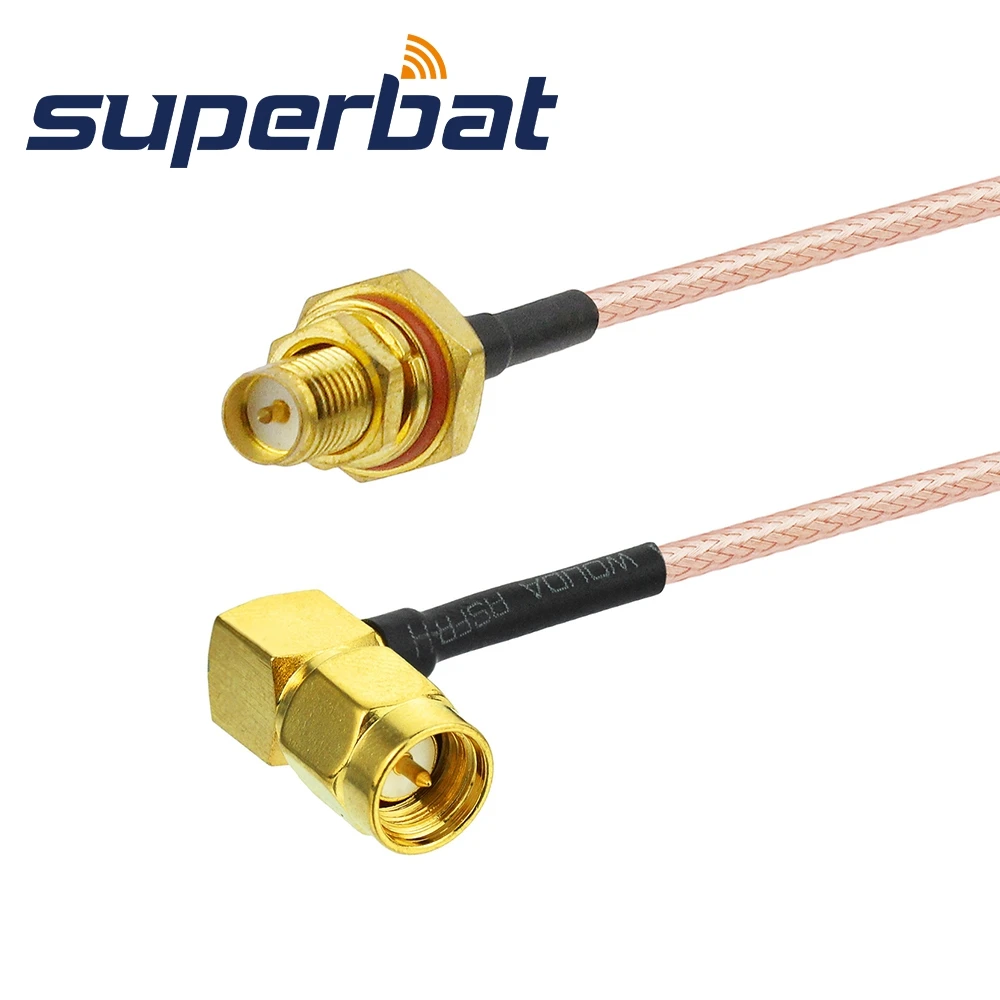 Superbat SMA Male Right Angle to RP-SMA Female(male pin) Bulkhead O-ring RG316 15cm RF Universal Extension Cable