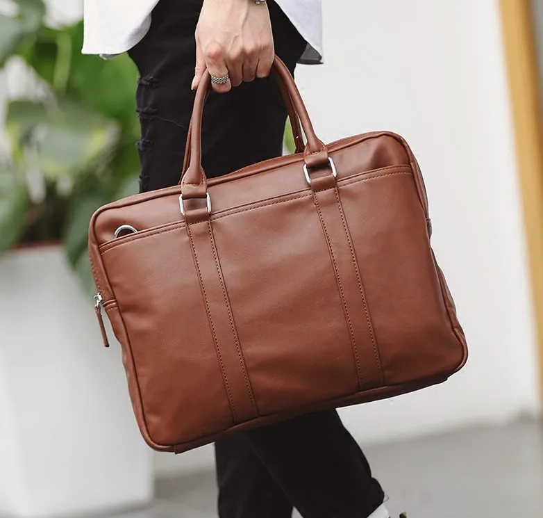 zipper solid business OL  Briefcases pu leather  computer bag Computer Interlayer fishion Handbag single shoulder bag