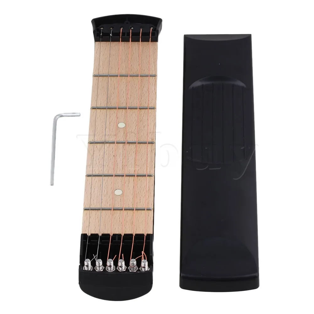 Yibuy Black Pocket Guitar 6 Fret 6 Strings Trainer Tool for Left Handed