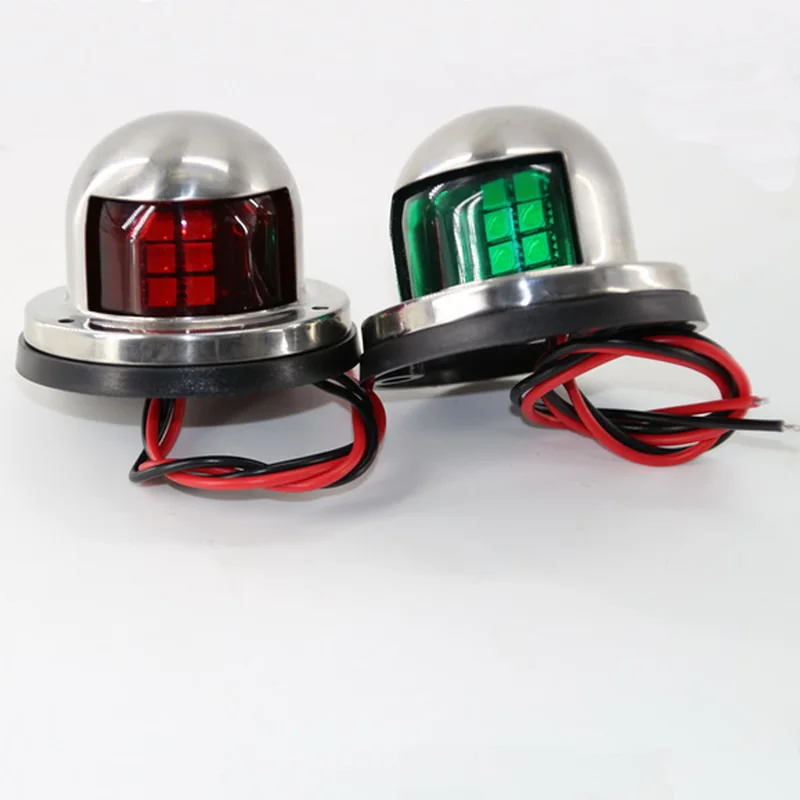 1 Pair/lot Stainless Steel 12V LED Bow Navigation Light Red and Green Sailing Signal Lights Marine Boat Yacht Lighting