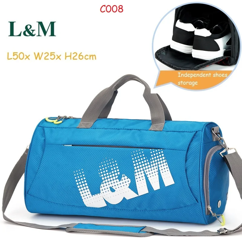 L&M Professional Large Capacity Athletic Bags Men Women Shoulder Bag Gym Bag Travel Duffel Outdoor Sport Bag with Shoes Storage