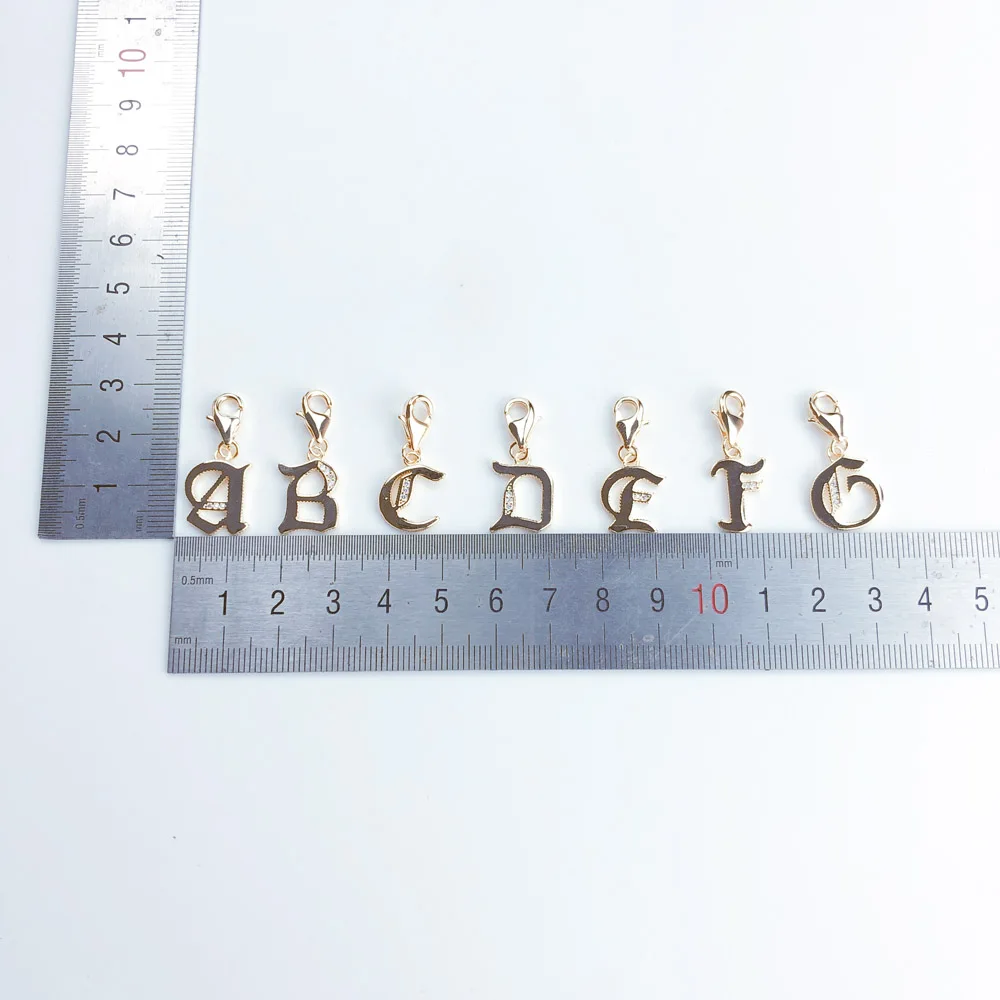 Aliphabet Letters Charm For Women Men Vintage 925 Sterling Silver Golden Gift Jewelry