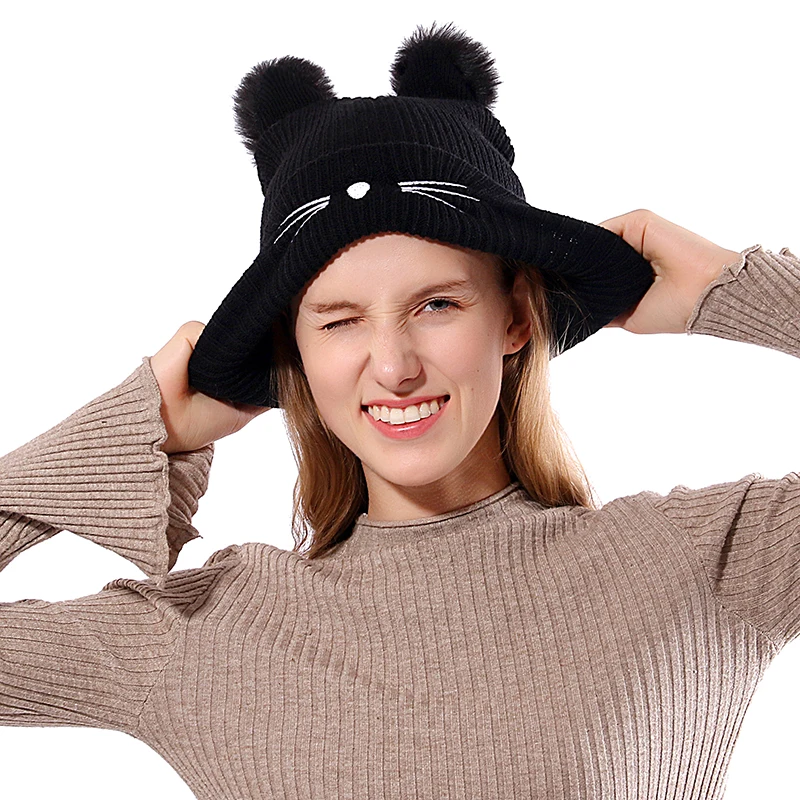 Cute Cat Ear Women Beanie Hat Warm Winter Hats For Women