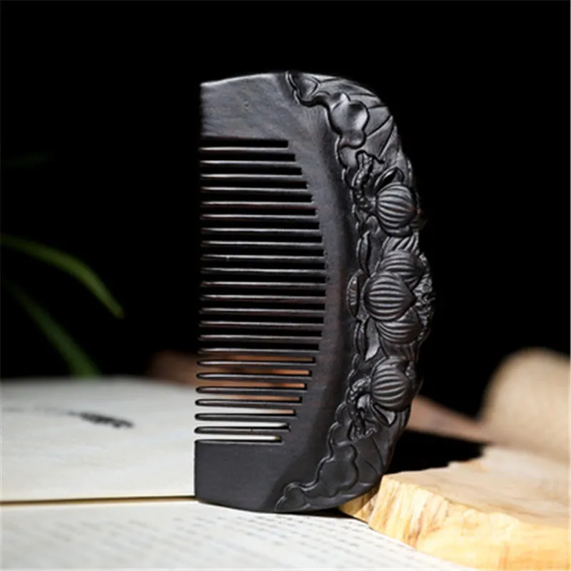 Handmade Black Sandalwood Hair Comb Anti-static Professional Health Care Massage Hair Brush Wedding/Birthday Gift Hair Tool