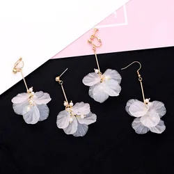 JIOFREE 2018 New Summer Fashion Acrylic pearl Clip Earrings Without Piercing For Women Sweet Bijoux pearl Flower Brincos