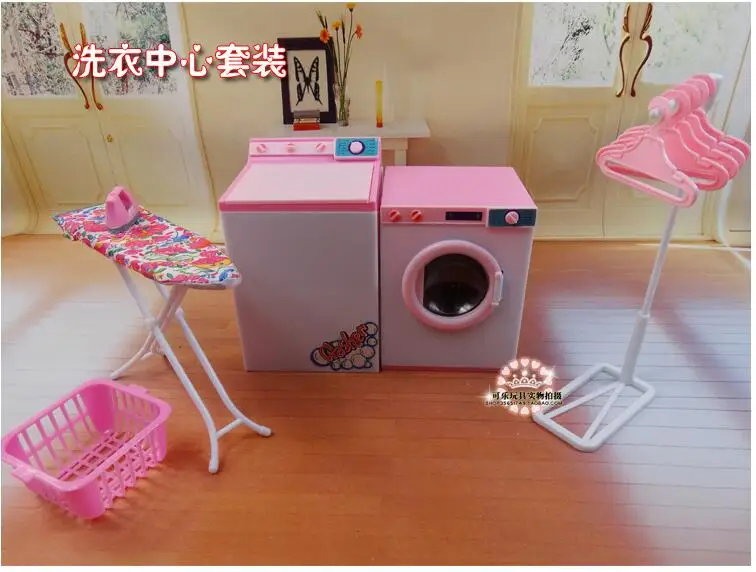 new baby toys doll accessories house furniture Girl birthday gift plastic Play Set dry cleaners Laundry Center for barbie doll