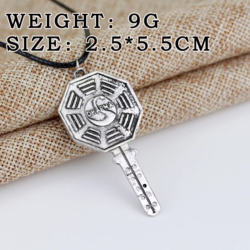 dongsheng Octagon Key Pendant Necklace Lost The Dharma Station Swan Charm Rope Chain Necklace For Men Women Gifts