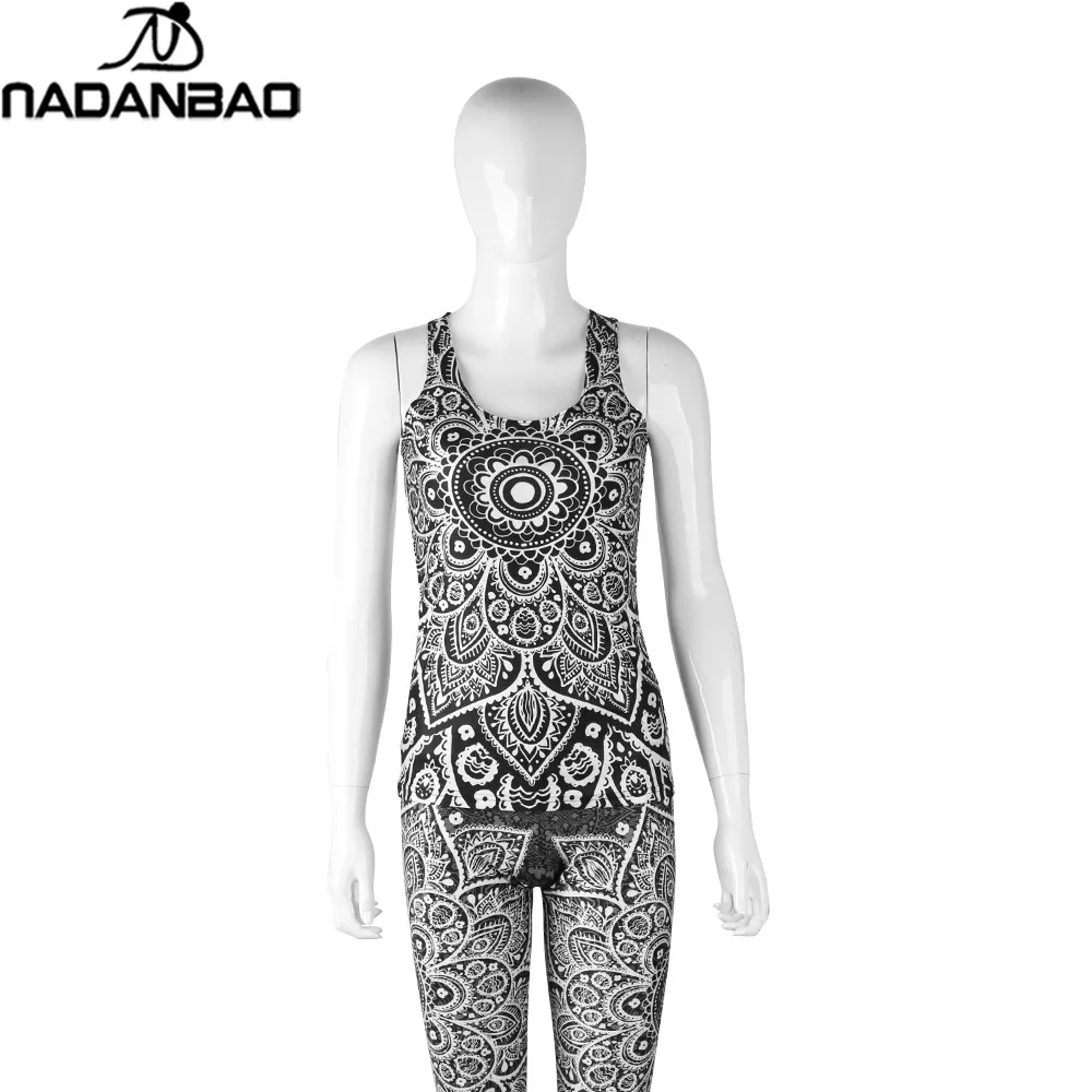 NADANBAO 2024 Digital Printing Mandala Tank Top Tshirt Aztec Round Ombre O-neck Sleeveless Tops T shirt Women