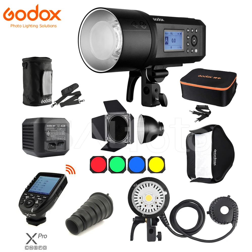 Godox Witstro AD600Pro TTL Outdoor Speedlite Li-ion Battery HSS 2.4G Trigger H600P Extension Head Barndoor Softbox Flash Light