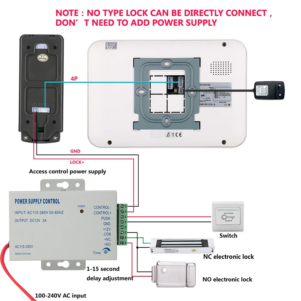 Sistema de videoportero para puerta, intercomunicador de 7 pulgadas a Color con lector de tarjetas RFID, timbre HD, cámara de IR-CUT 1000TVL